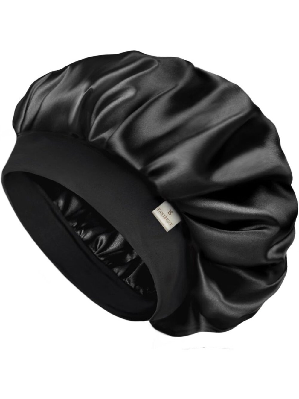 〽️Women Black Silk Bonnet Sleeping Double Layer Satin Natural Curly Hair Cap